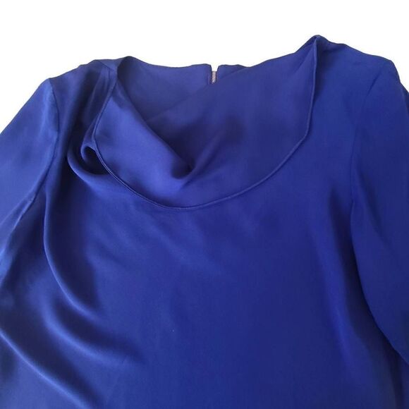 Piazza Sempione Womens Blouse Cowl Neck Quarter Sleeve Relaxed Fit Blue Medium - Picture 6 of 13